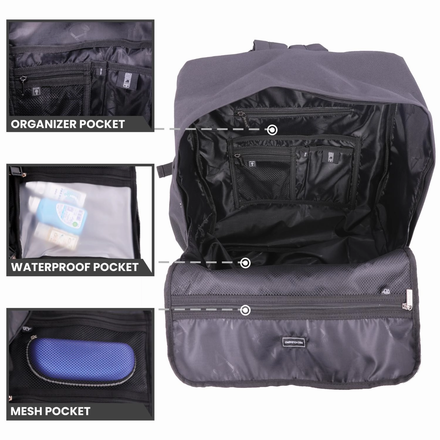 Aerolite 40x20x25cm Ryanair Maximum Premium Eco-Friendly Backpack With Removable Small Carry Pouch, Shower-Resistant Cabin Rucksack with 10 Years Brand Warranty   Luggage Scale   TSA Lock