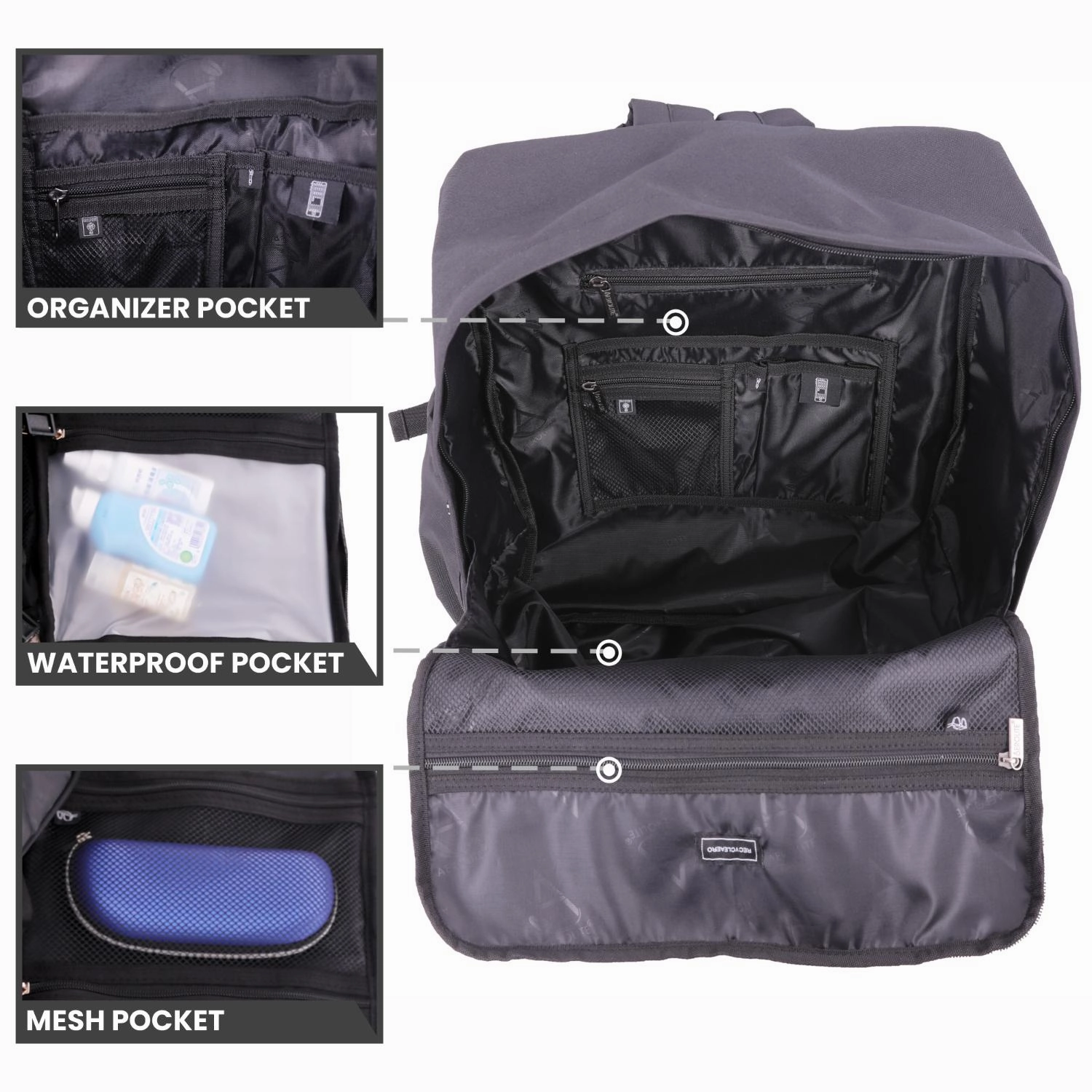 Aerolite 45x36x20cm Easyjet Maximum Eco-Friendly Super Premium Quality Backpack With Removable Small Carry Pouch Recycled Eco-Friendly, Shower-Resistant Cabin Luggage Approved Travel Carry On Flight Rucksack with 10 Year Warranty