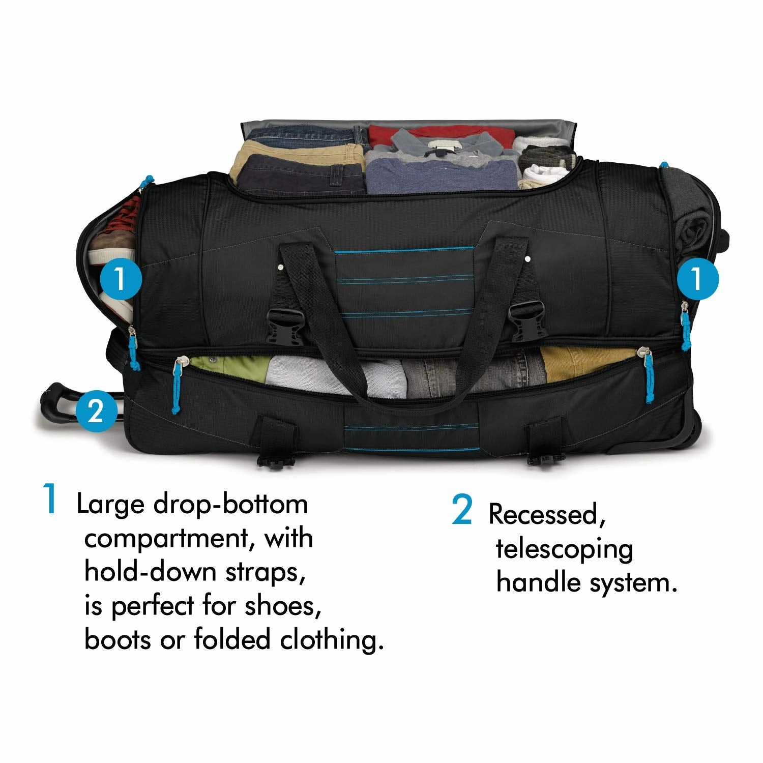 High Sierra Ultimate Access 2.0 Drop Bottom 26" 2-Wheel Wheeled Duffel Bags