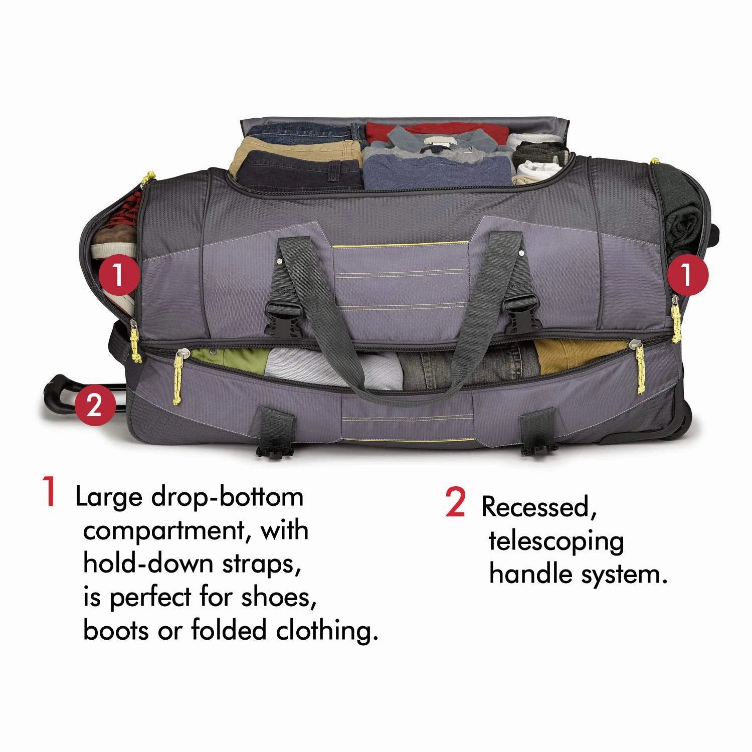 High Sierra Ultimate Access 2.0 Drop Bottom 30" 2-Wheel Wheeled Duffel Bags