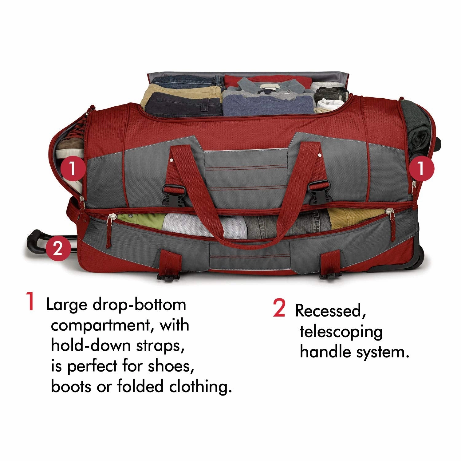 High Sierra Ultimate Access 2.0 Drop Bottom 36" 2-Wheel Wheeled Duffel Bags