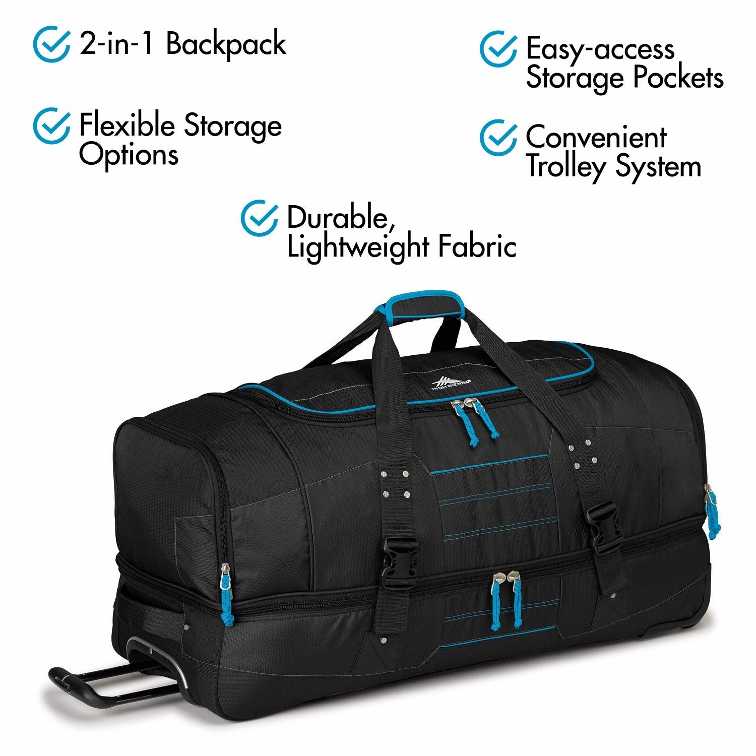 High Sierra Ultimate Access 2.0 Drop Bottom 36" 2-Wheel Wheeled Duffel Bags