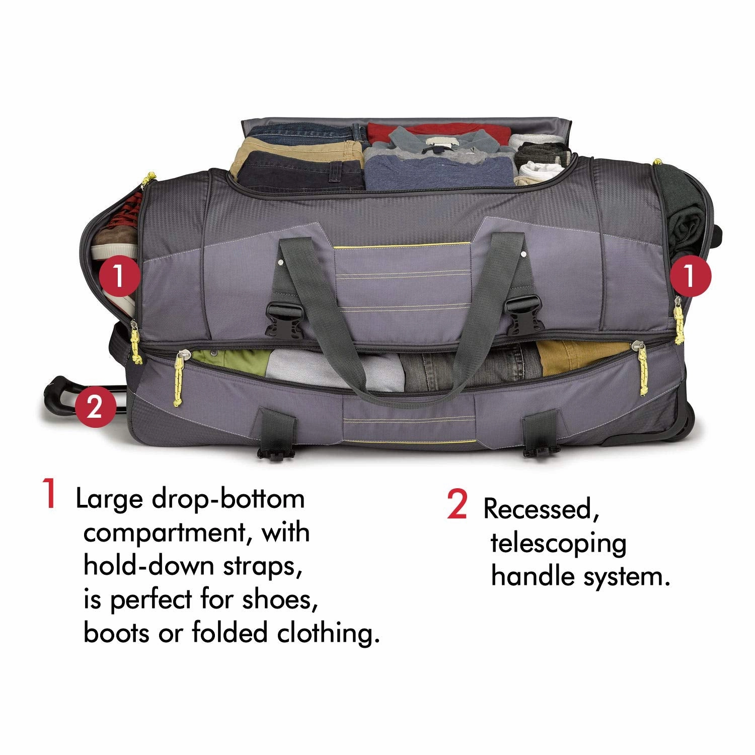 High Sierra Ultimate Access 2.0 Drop Bottom 36" 2-Wheel Wheeled Duffel Bags