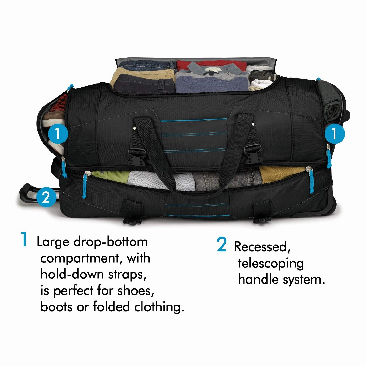 High Sierra Ultimate Access 2.0 Drop Bottom 36" 2-Wheel Wheeled Duffel Bags
