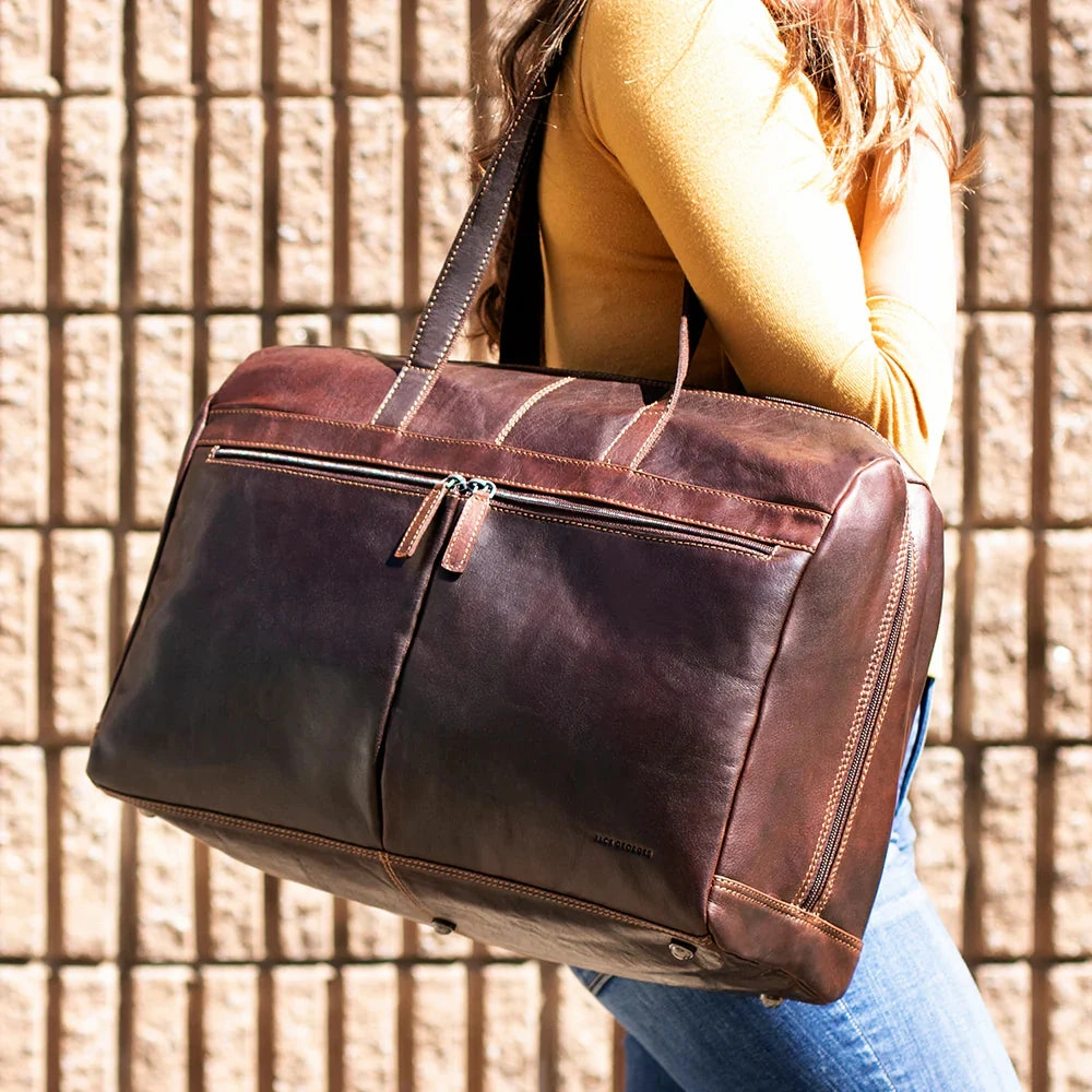 Jack Georges Voyager Uptown Leather Duffle Tote Bag