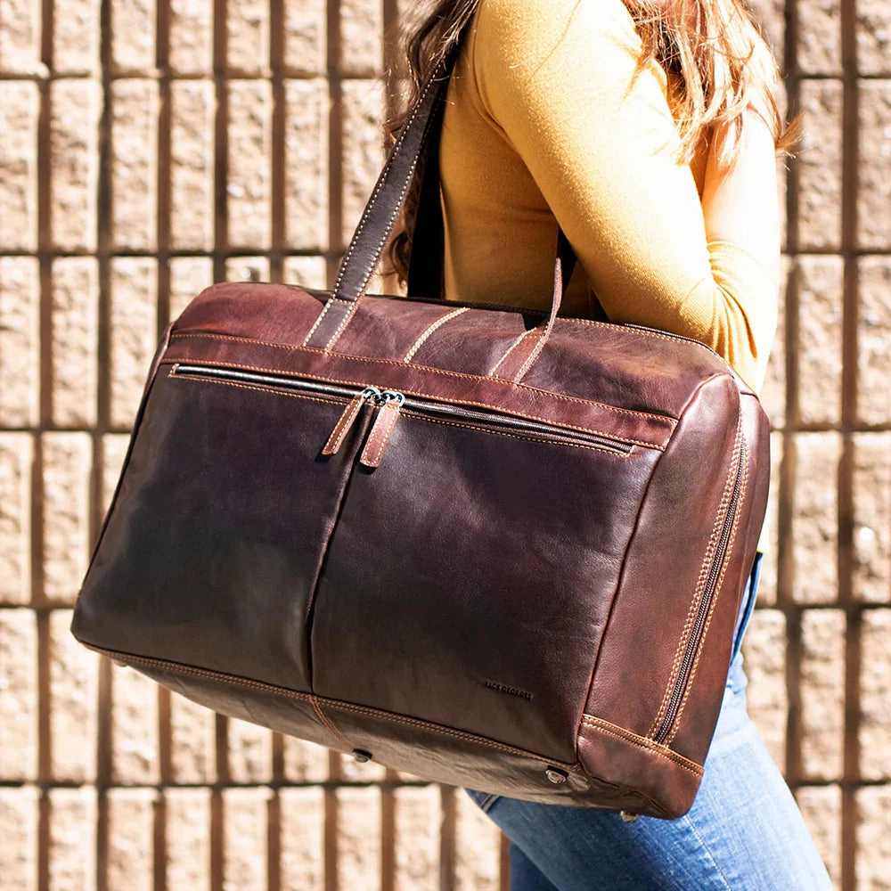 Jack Georges Voyager Uptown Leather Duffle Tote Bag