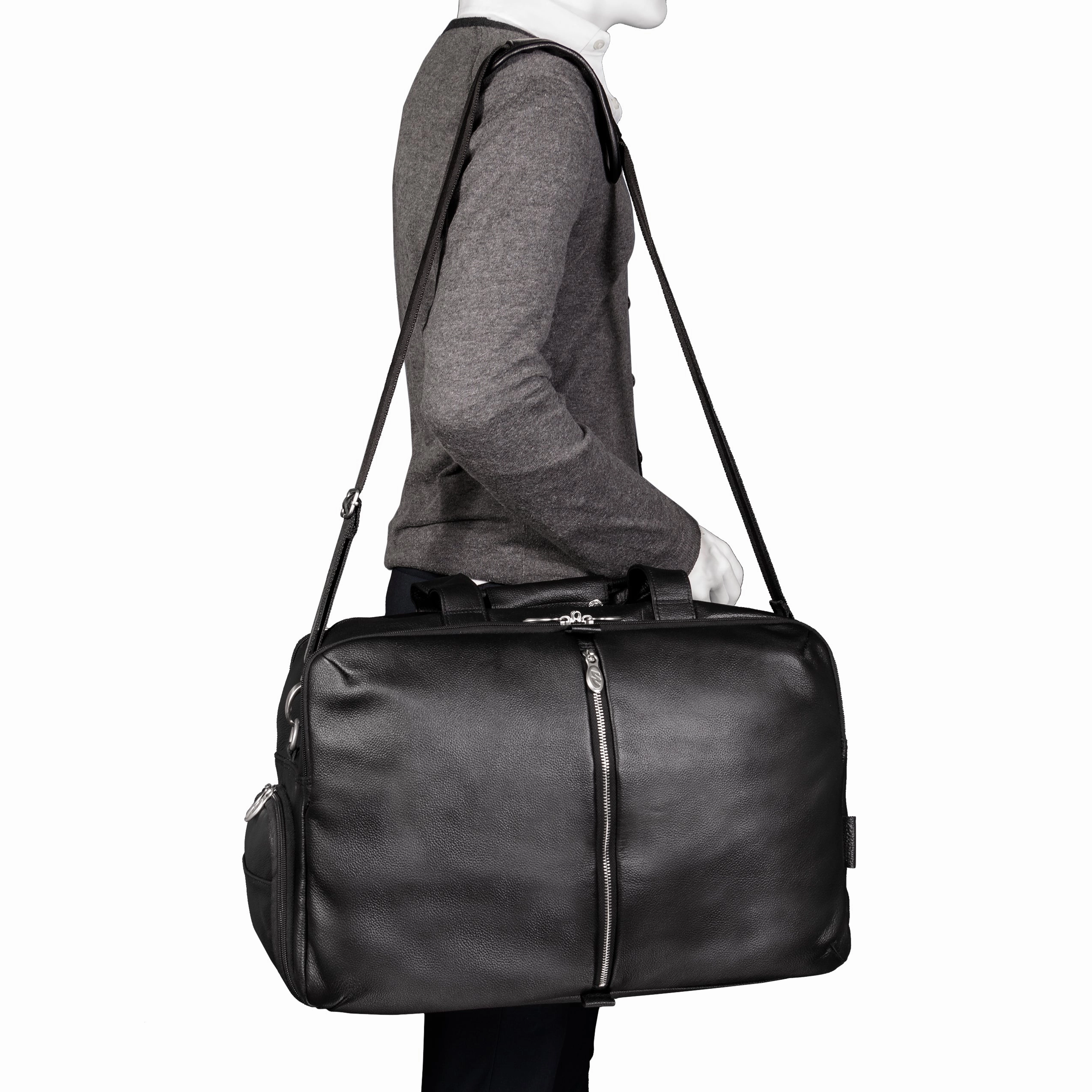 McKlein USA Avondale 22" Leather Triple Compartment Carry-All Travel Laptop Duffel