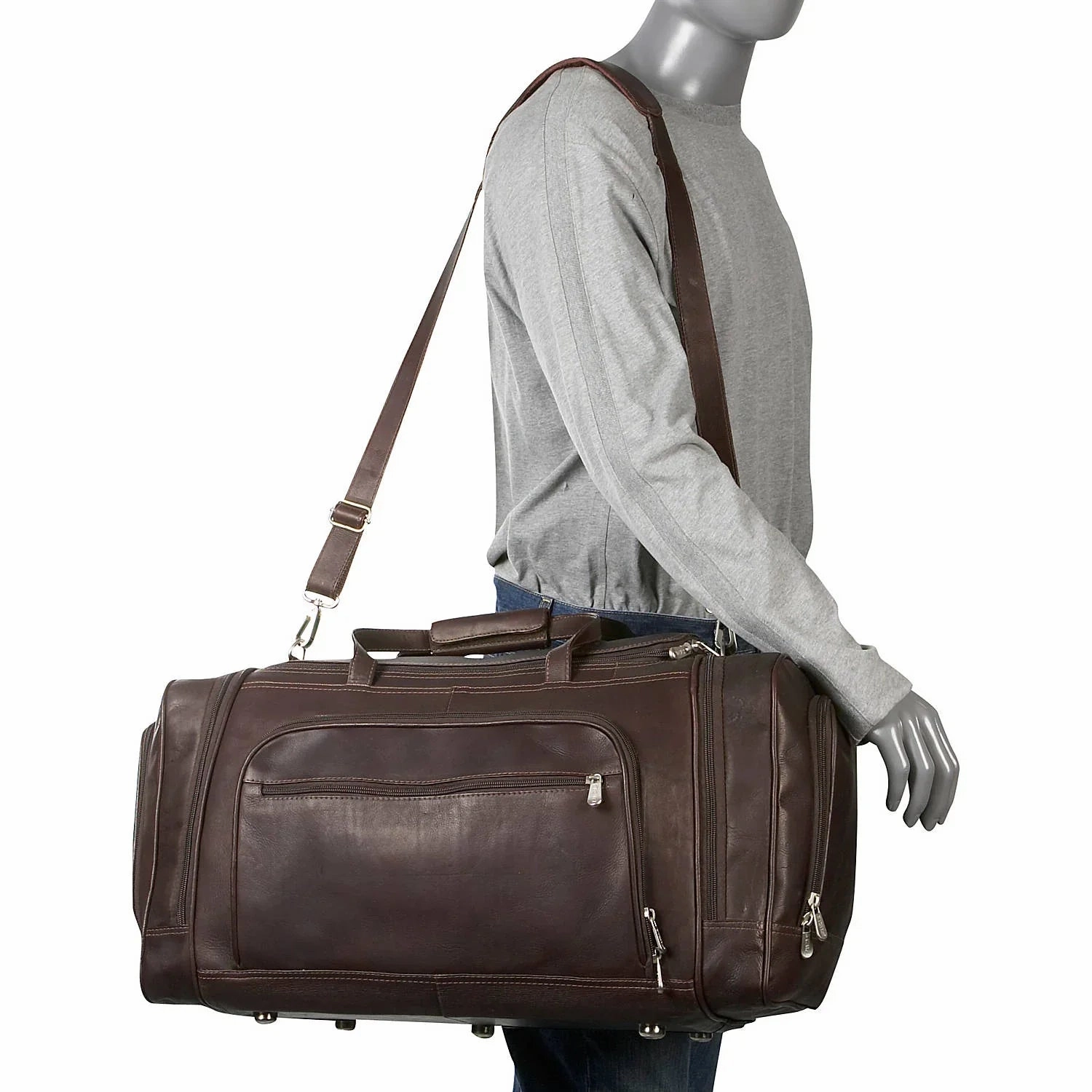 Piel Leather Multi Compartment Duffel Bag