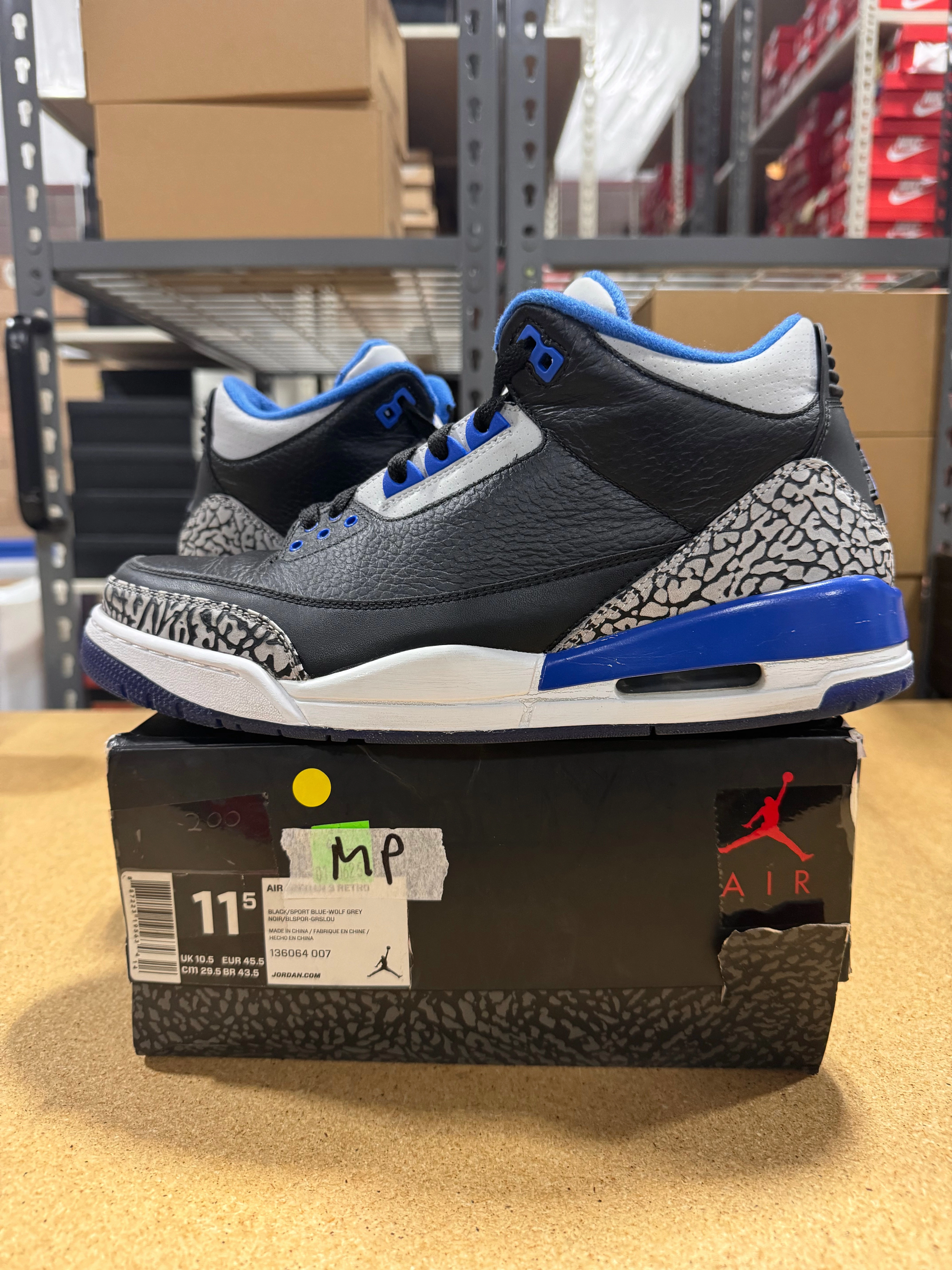 PRE OWNED  Air Jordan 3 Retro Sport Blue