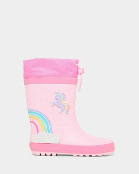 Rainbow Unicorn Gumboot Pink
