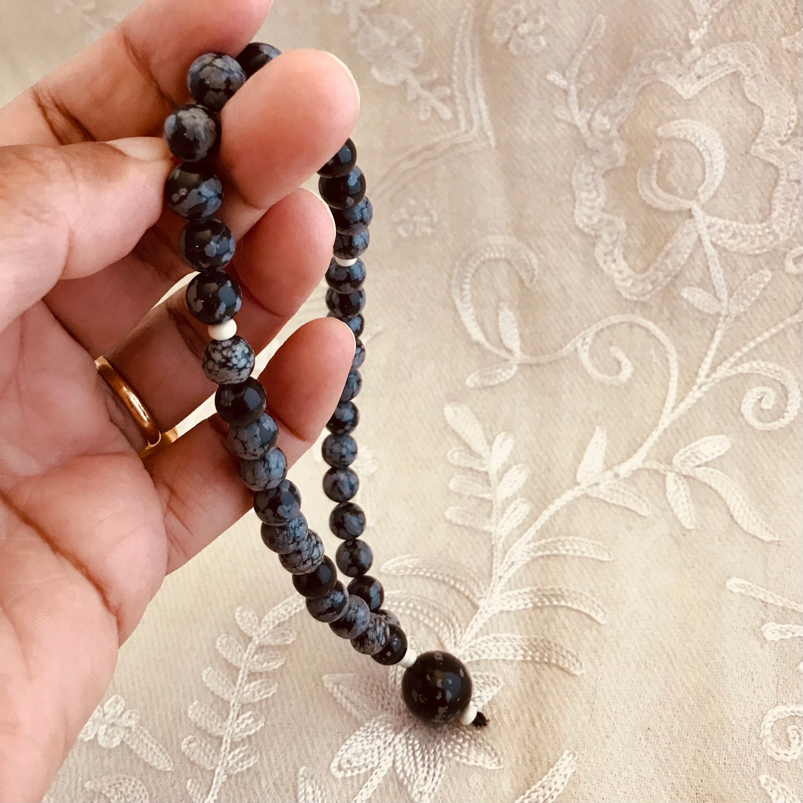 Snowflake Obsidian Kriya Mala
