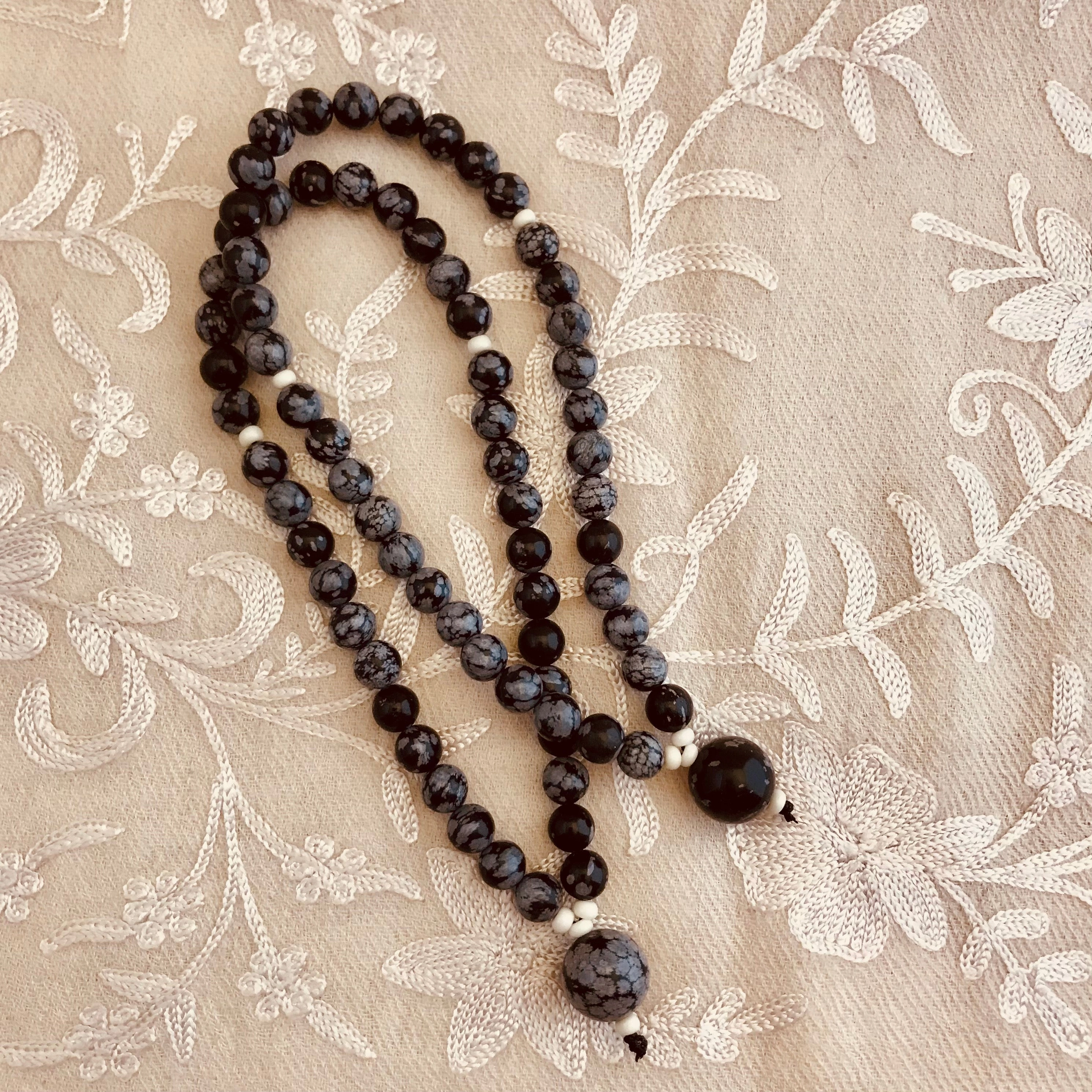Snowflake Obsidian Kriya Mala