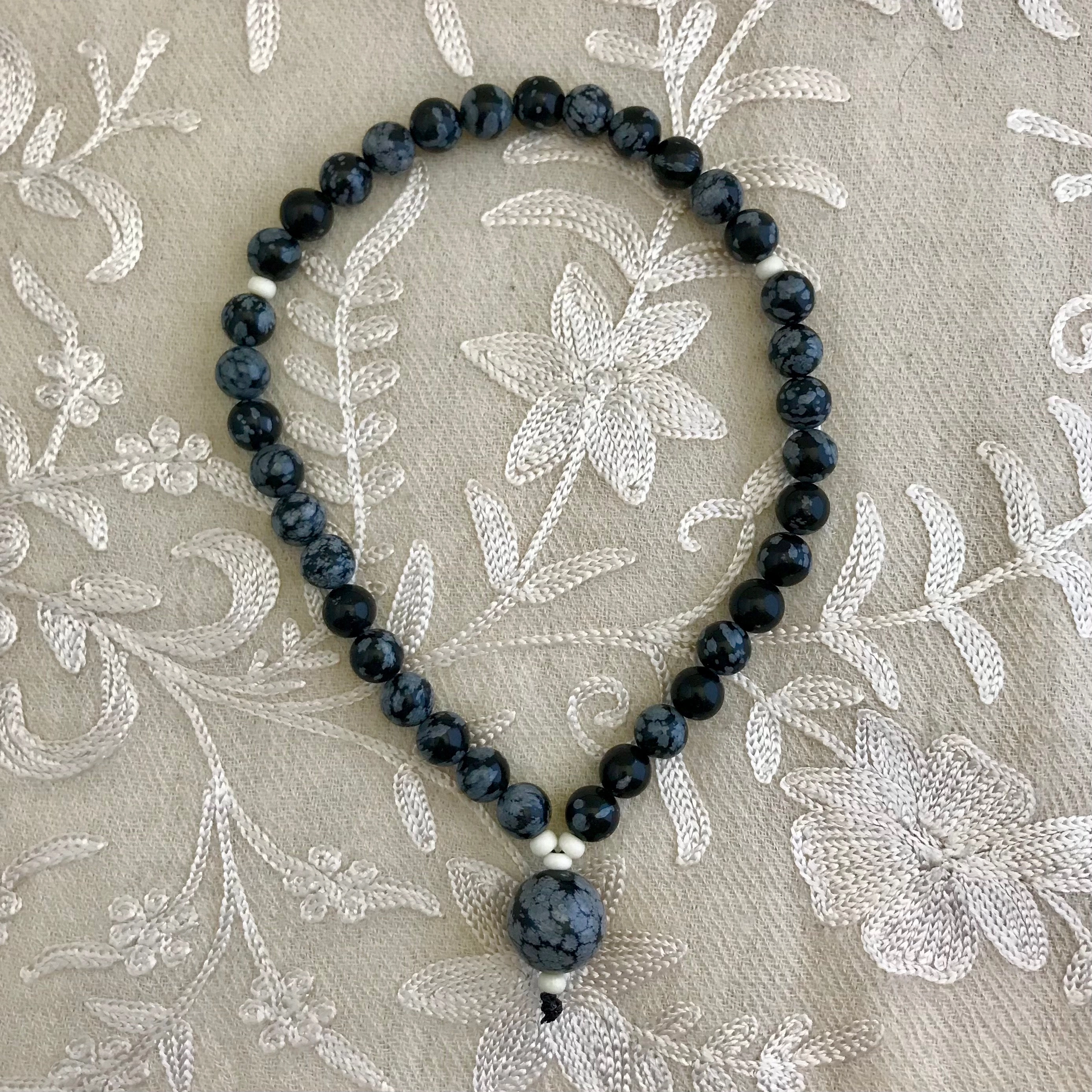 Snowflake Obsidian Kriya Mala