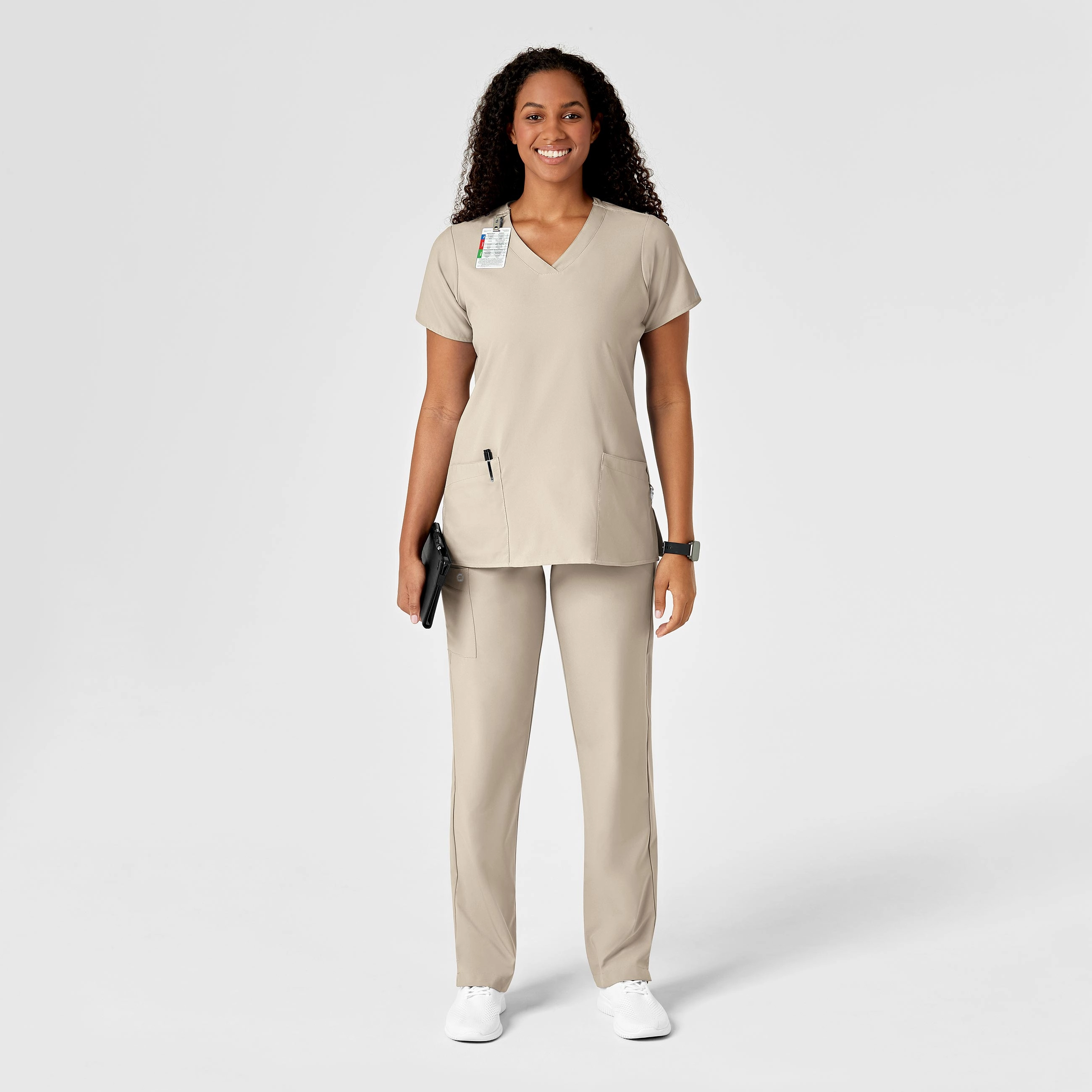 W123 Women's Drawstring Scrub Pant - Khaki