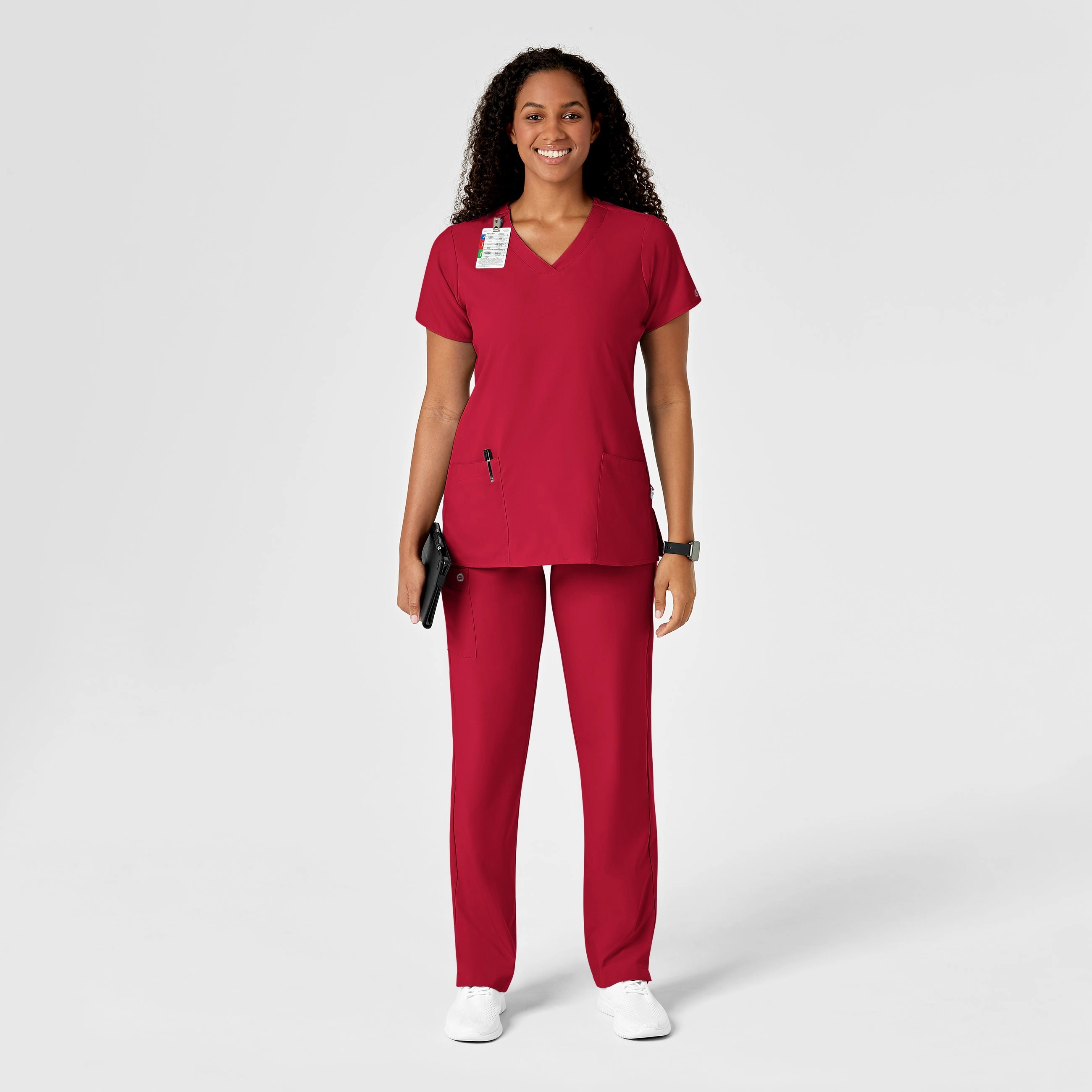 W123 Women's Drawstring Scrub Pant - Red
