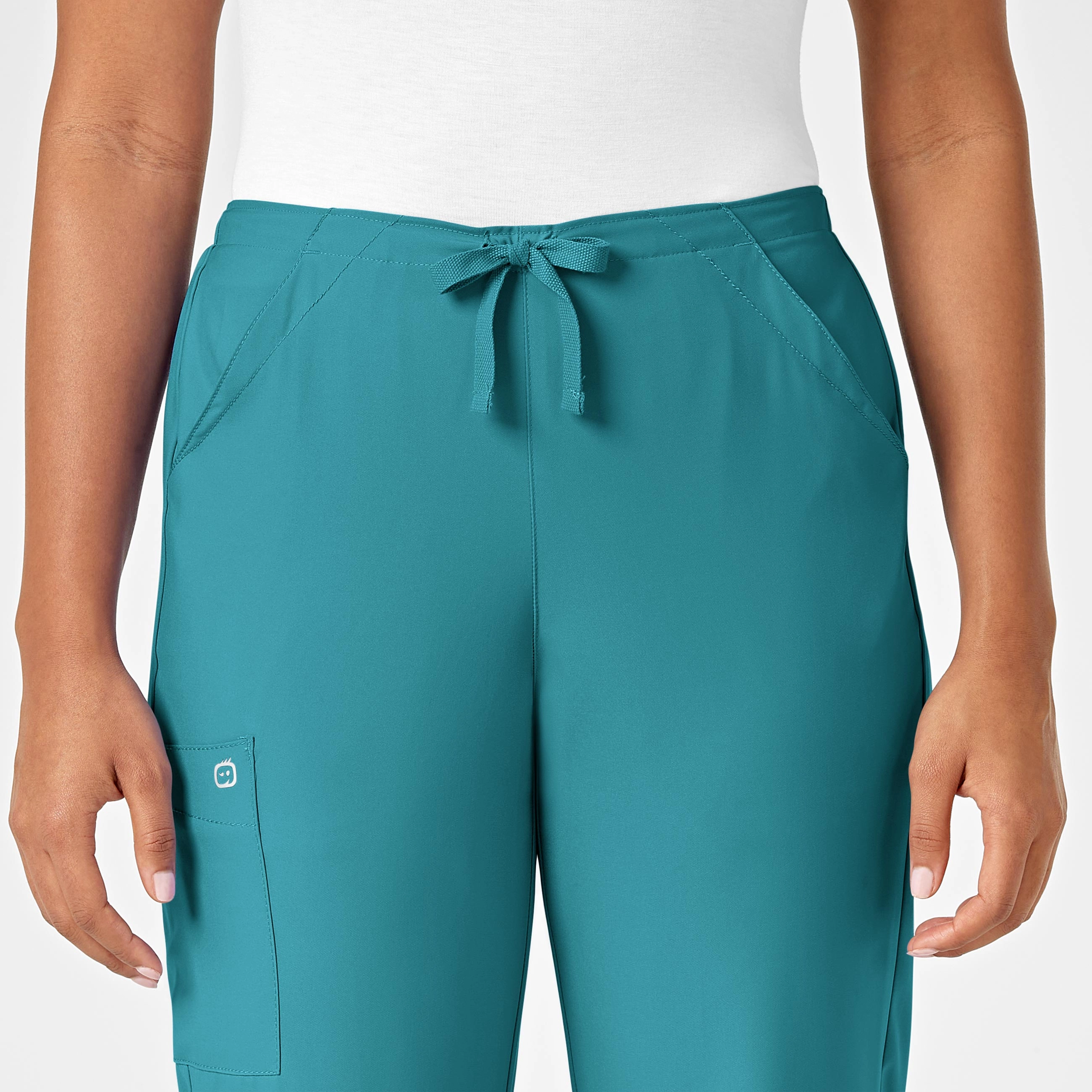W123 Women's Drawstring Scrub Pant - Teal Blue