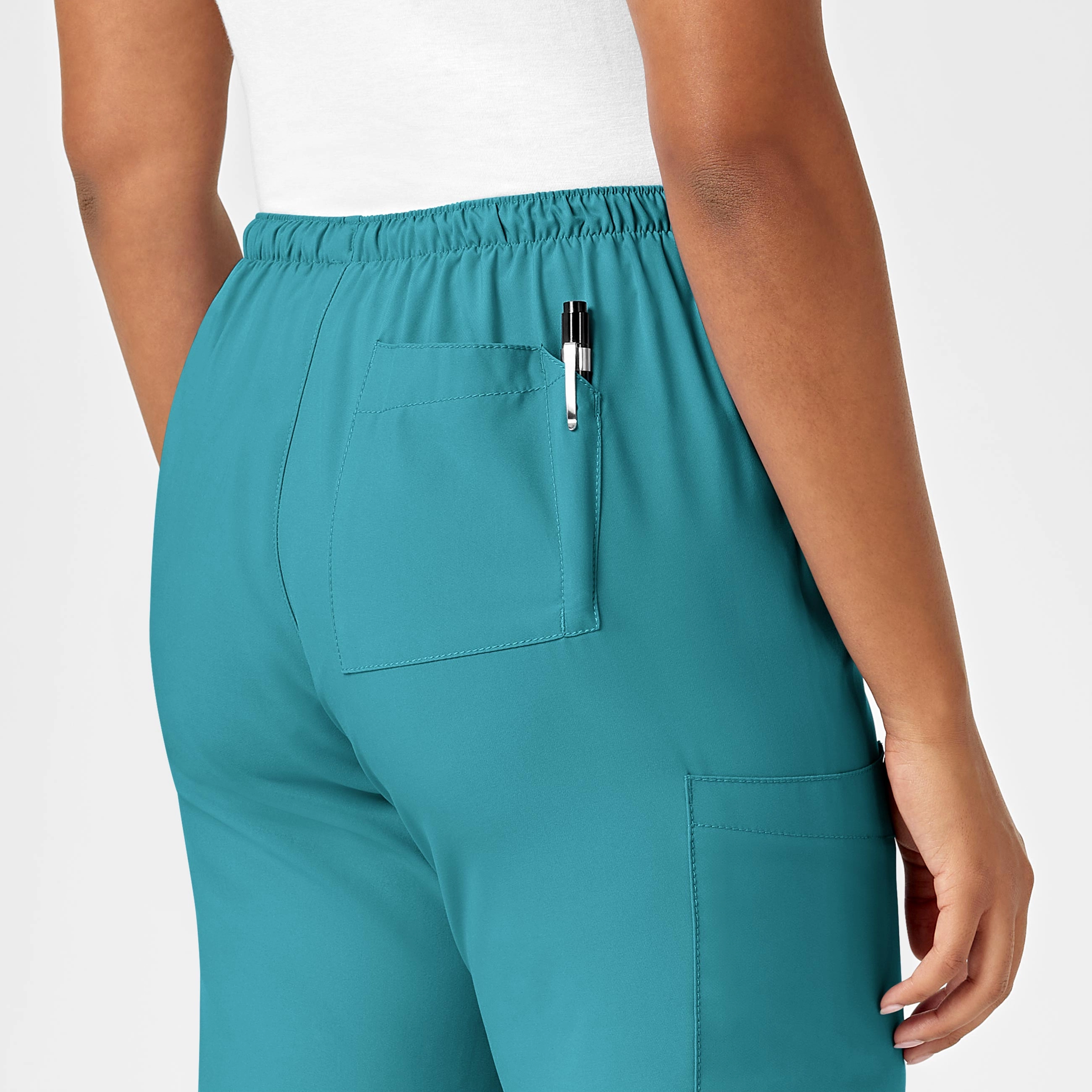 W123 Women's Drawstring Scrub Pant - Teal Blue