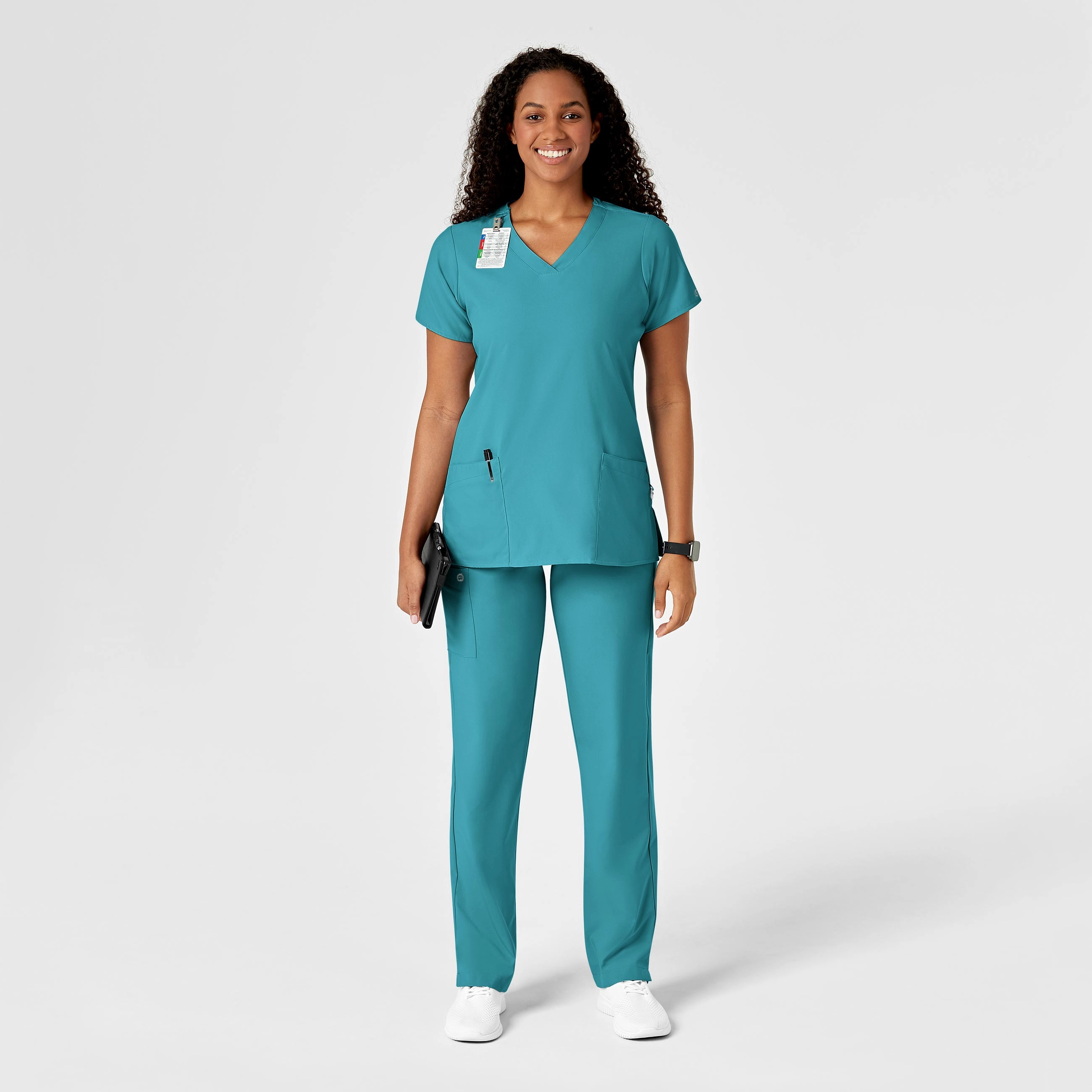 W123 Women's Drawstring Scrub Pant - Teal Blue